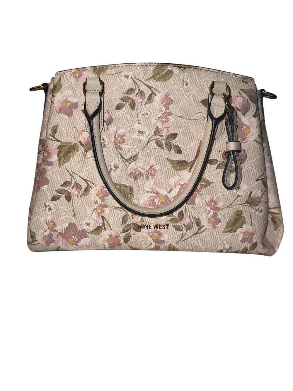 Nine West Bettina Satchel Floral Print Multi-Compartment Handbag